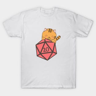 Kawaii Kitten with Polyhedral D20 Dice T-Shirt